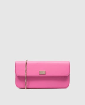 Babe Pay Pls Pink leather baguette bag with metal logo MODELLO1