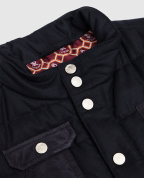 Stefano Ricci Children's blue wool vest with suede inserts YAJ6400020SOL001