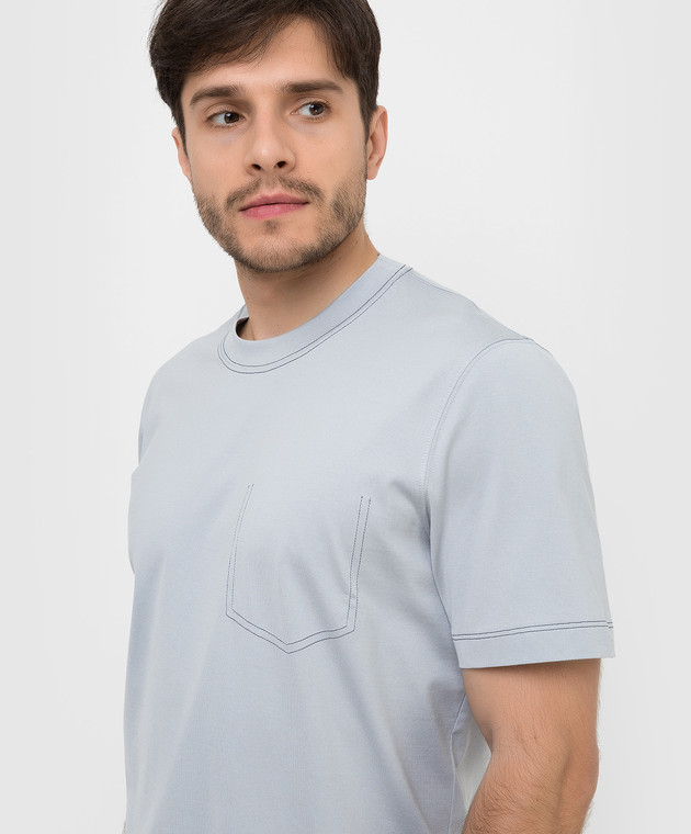 BRUNELLO CUCINELLI ライトブルー Tシャツ Brunello Cucinelli Cotton/Linen T-Shirt Light Blue at