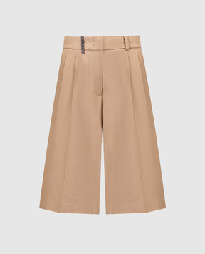 Peserico Brown Bermuda shorts with a patch P0463401958