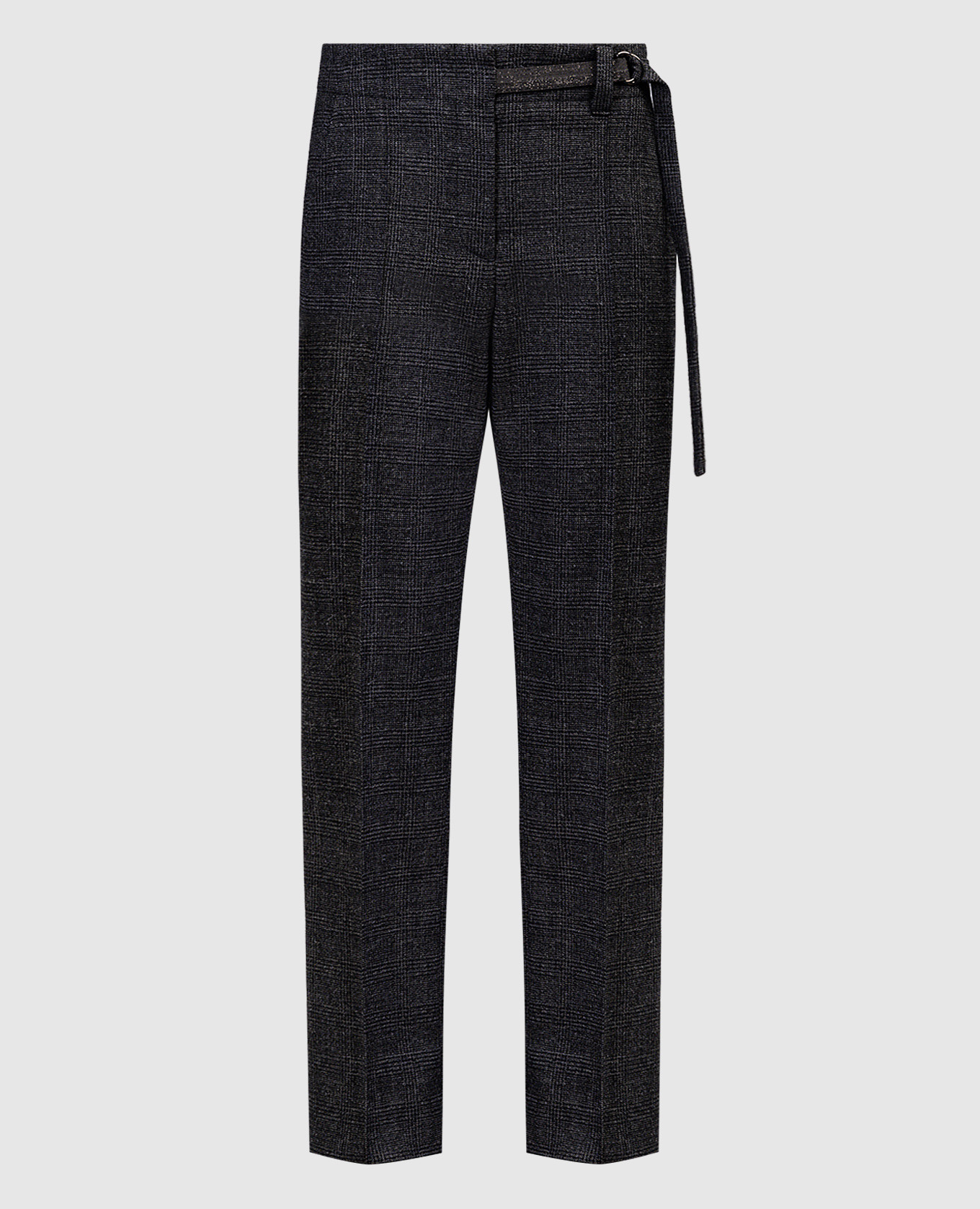 

Gray checked wool trousers with monil chain Brunello Cucinelli, Серый