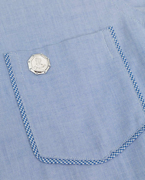 Stefano Ricci Children's blue shirt with metallic logo YC003199LJ1613