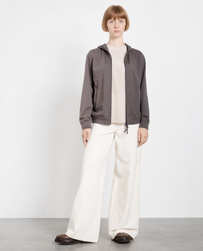 Brunello Cucinelli Light beige silk top with eco-brass MP993BK420