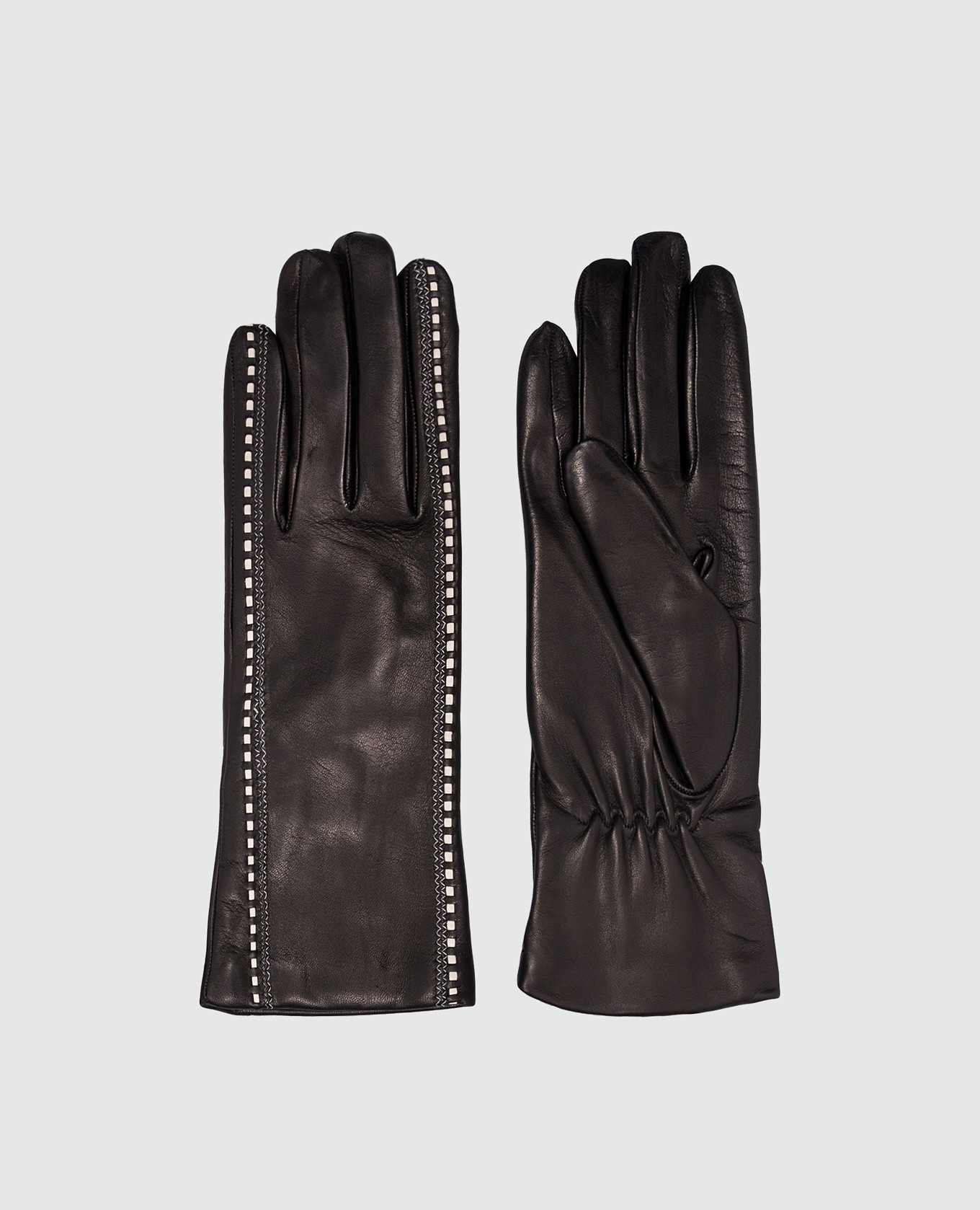 

Black leather gloves with contrasting stitching Sermoneta Gloves