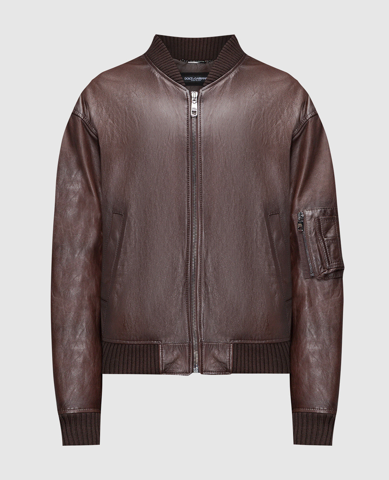 

Brown leather bomber jacket Dolce&Gabbana, Коричневый