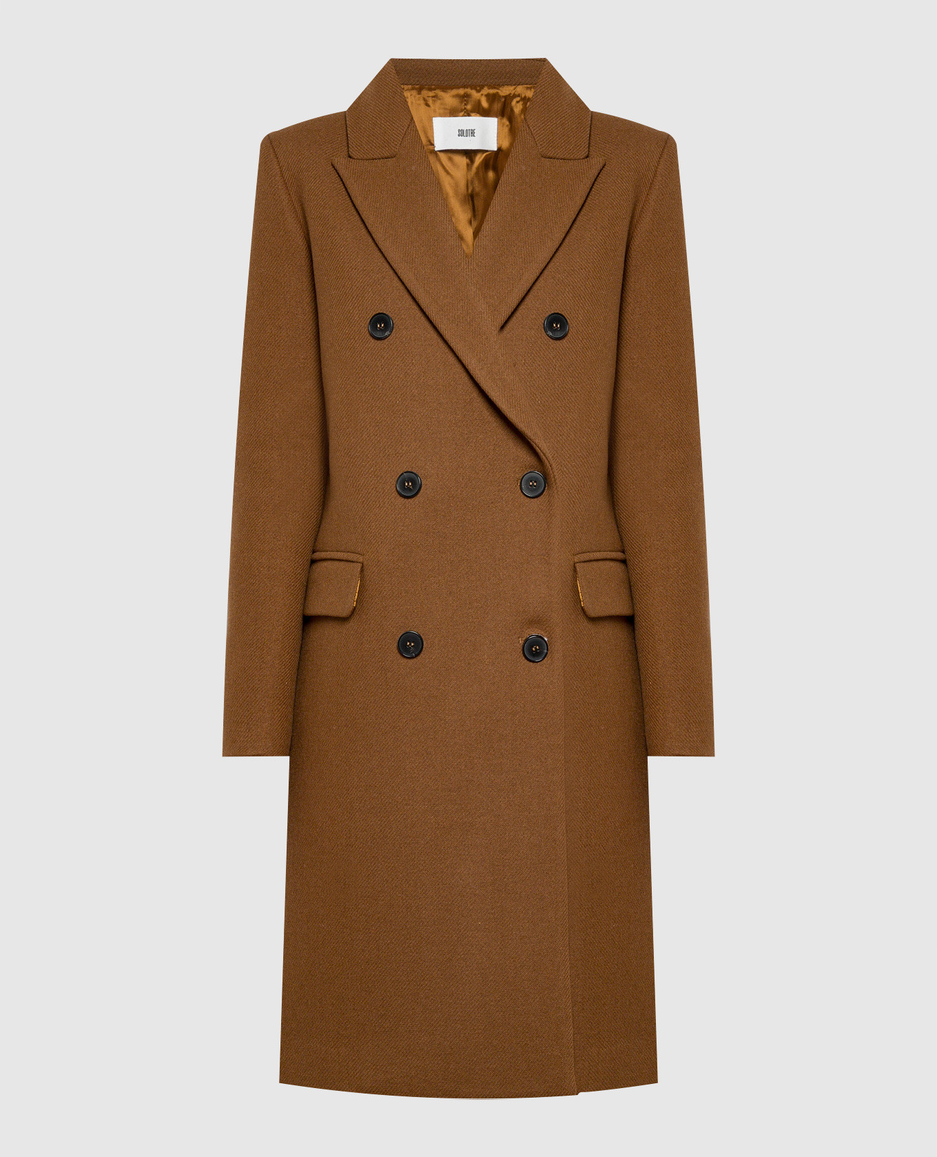 Brown double-breasted classic coat solotre