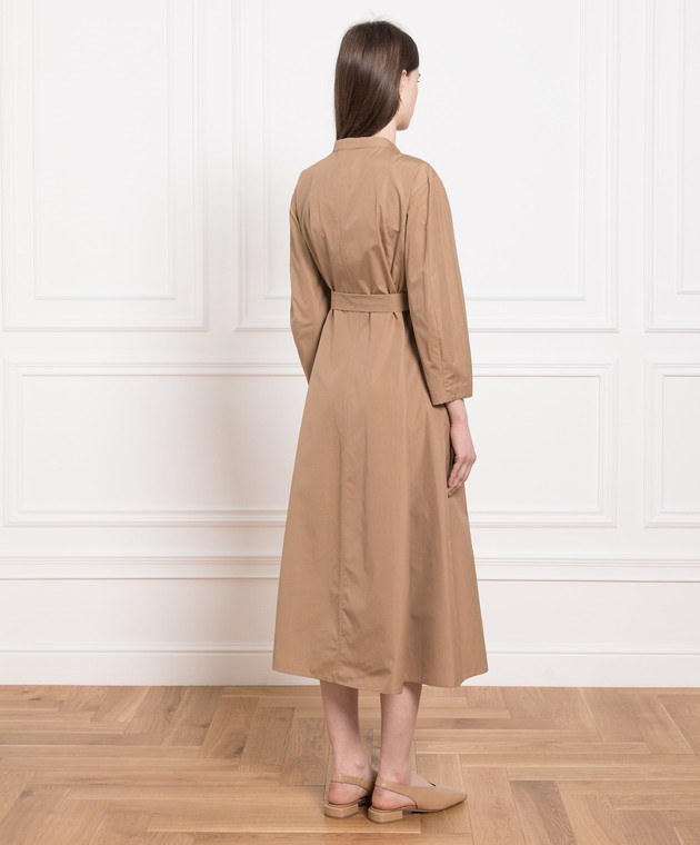 max mara brown dress Max Mara Ruched Boat-neck Jersey Dress With Gold-tone Cuff Hardware