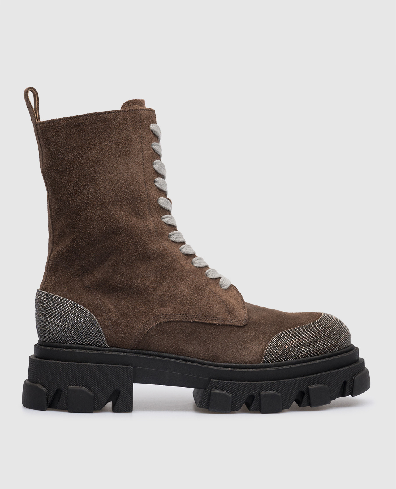 Brown suede boots with monil chain babe pay pls