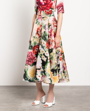 Dolce&Gabbana Midi skirt made of silk in a floral print F4BL8THS10F