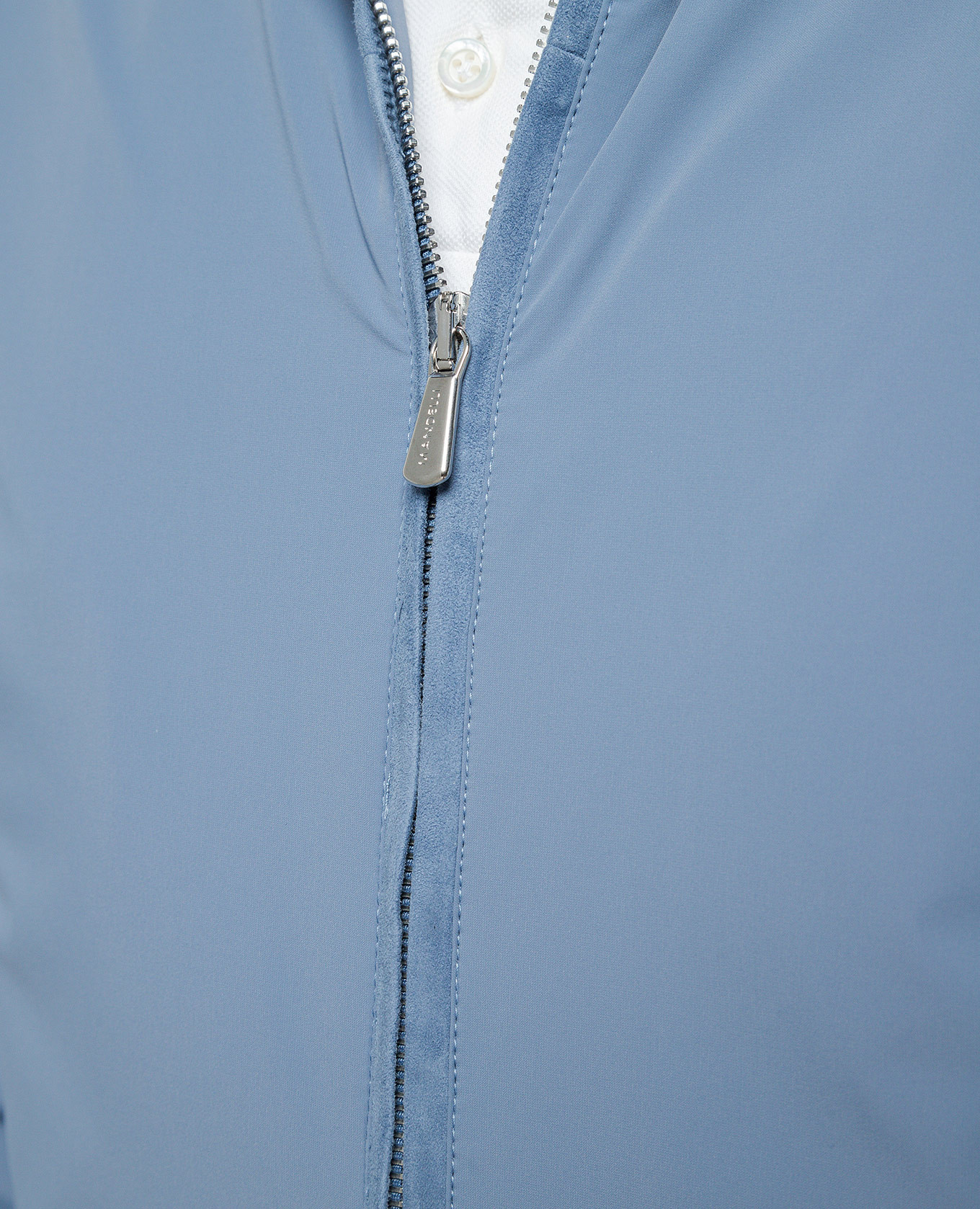 

Blue jacket with leather inserts Enrico Mandelli, Light blue