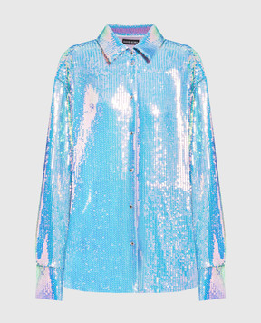 David Koma Blue shirt with sequins SS23DK23T