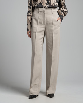 Brunello Cucinelli Beige linen pants with monil chain MH579P8548