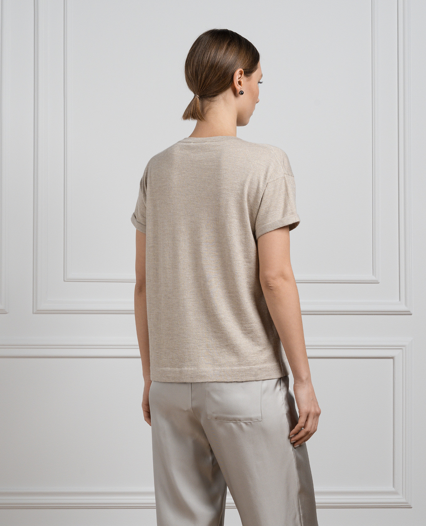 Beige t-shirt with cashmere and silk Brunello Cucinelli 4