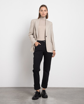 Brunello Cucinelli Black jeans with monil chain MPH43P5797
