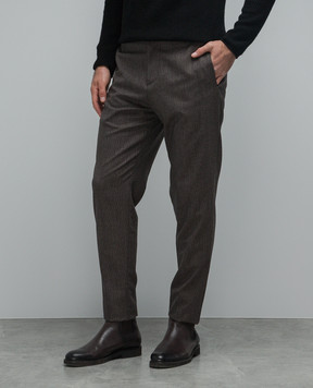 Marco Pescarolo Chiaiam brown wool and cashmere patterned trousers CHIAIAM48PR7