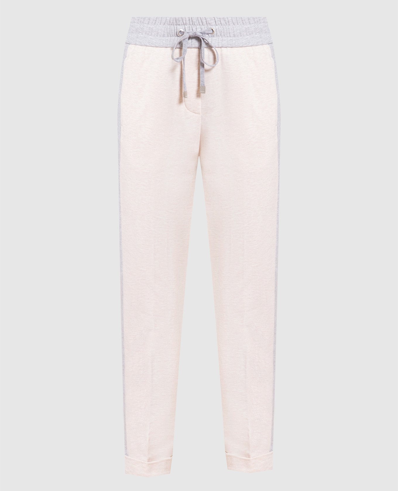 Beige melange sweatpants with stripes peserico