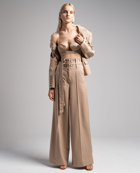Rokh Beige pants with a belt R1CA90WM