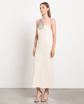 David Koma Beige midi dress with crystals SS23DK32DB