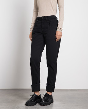 Brunello Cucinelli Black jeans with monil chain MPH43P5797