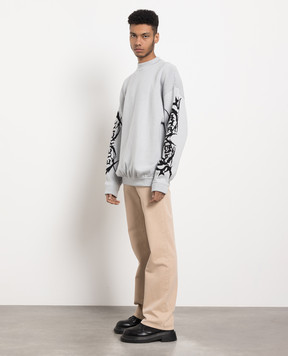 Vetements Gray wool sweater with logo pattern UE54KN160G