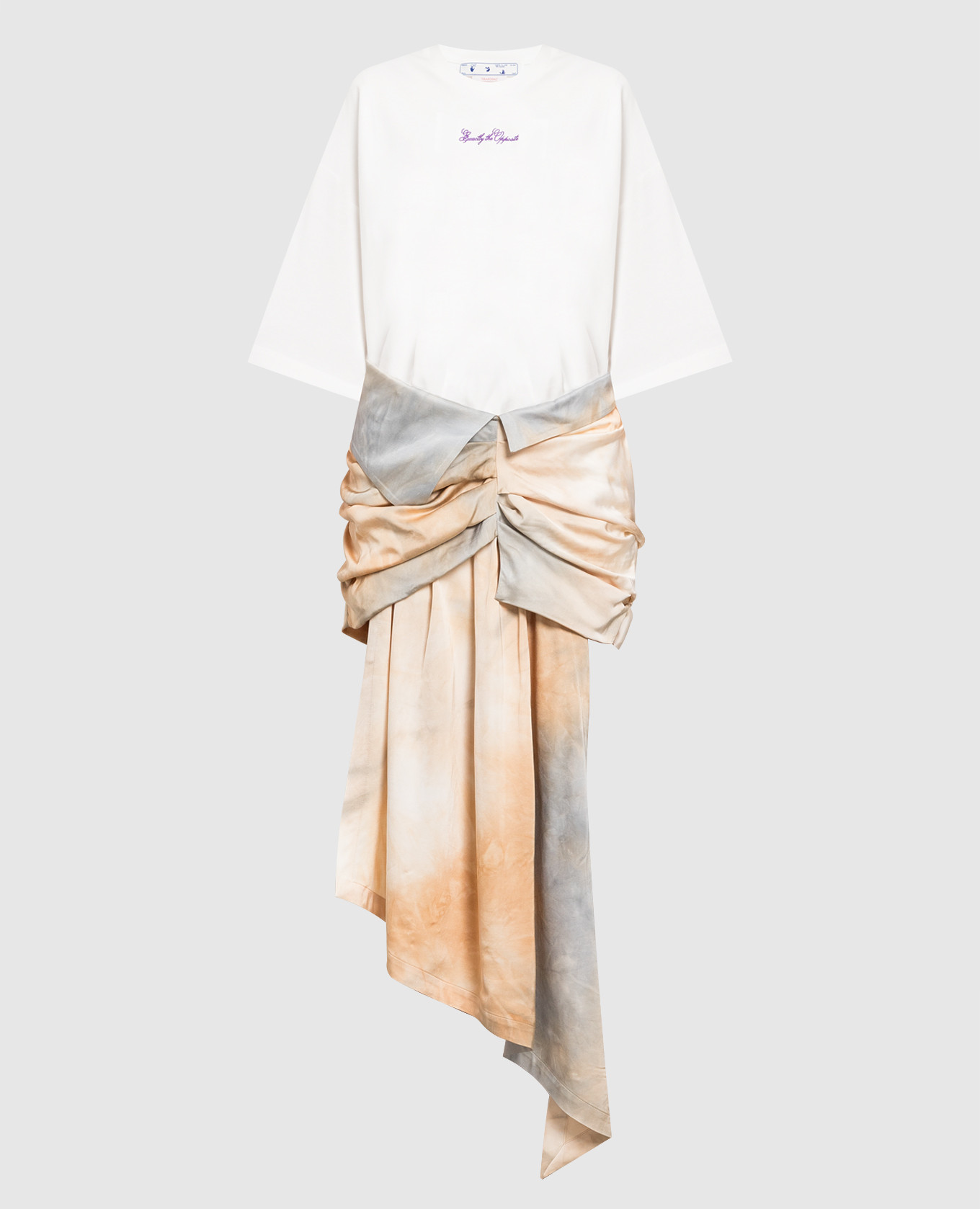 

Dress of asymmetric cut with a tie-dye effect Off-White
