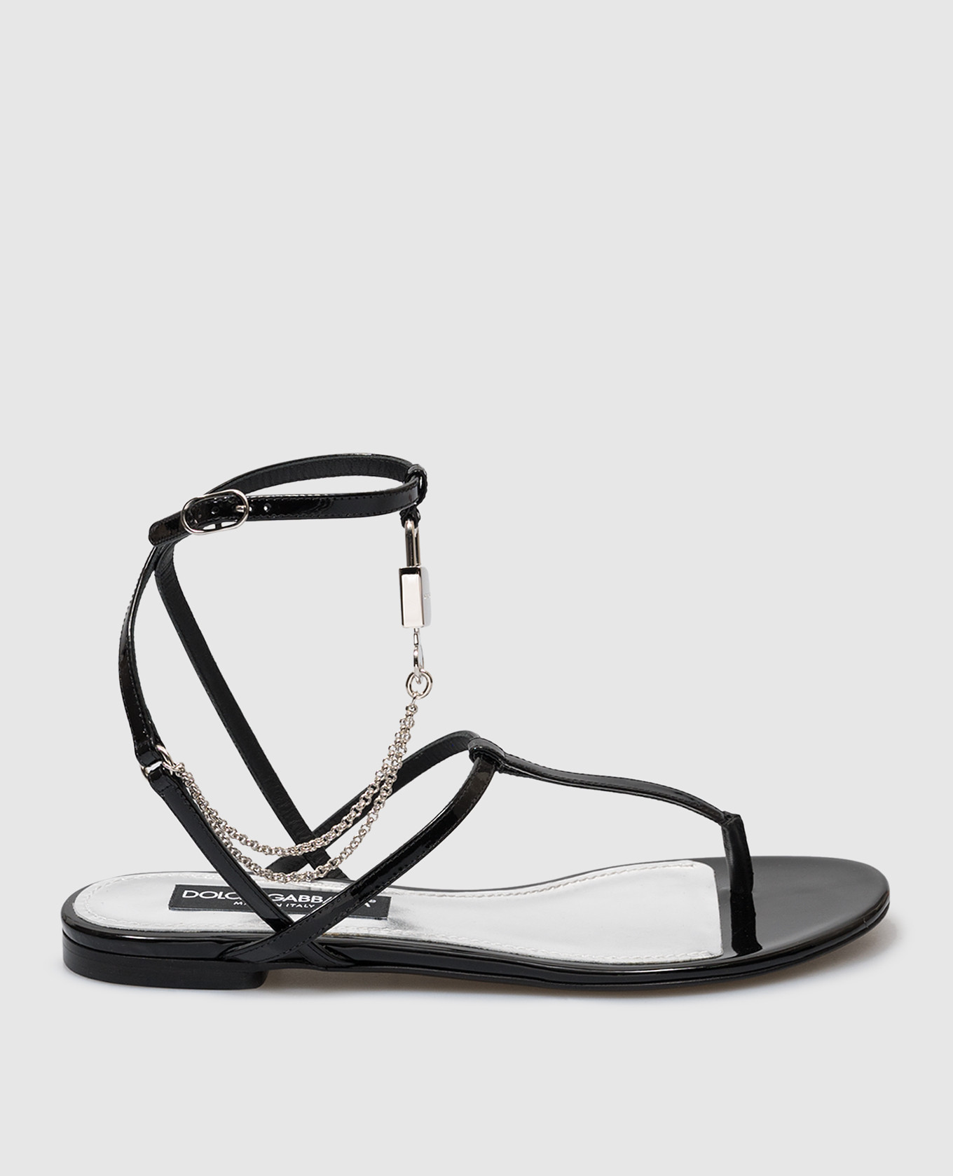 

Black patent leather sandals with pendant chain Dolce&Gabbana