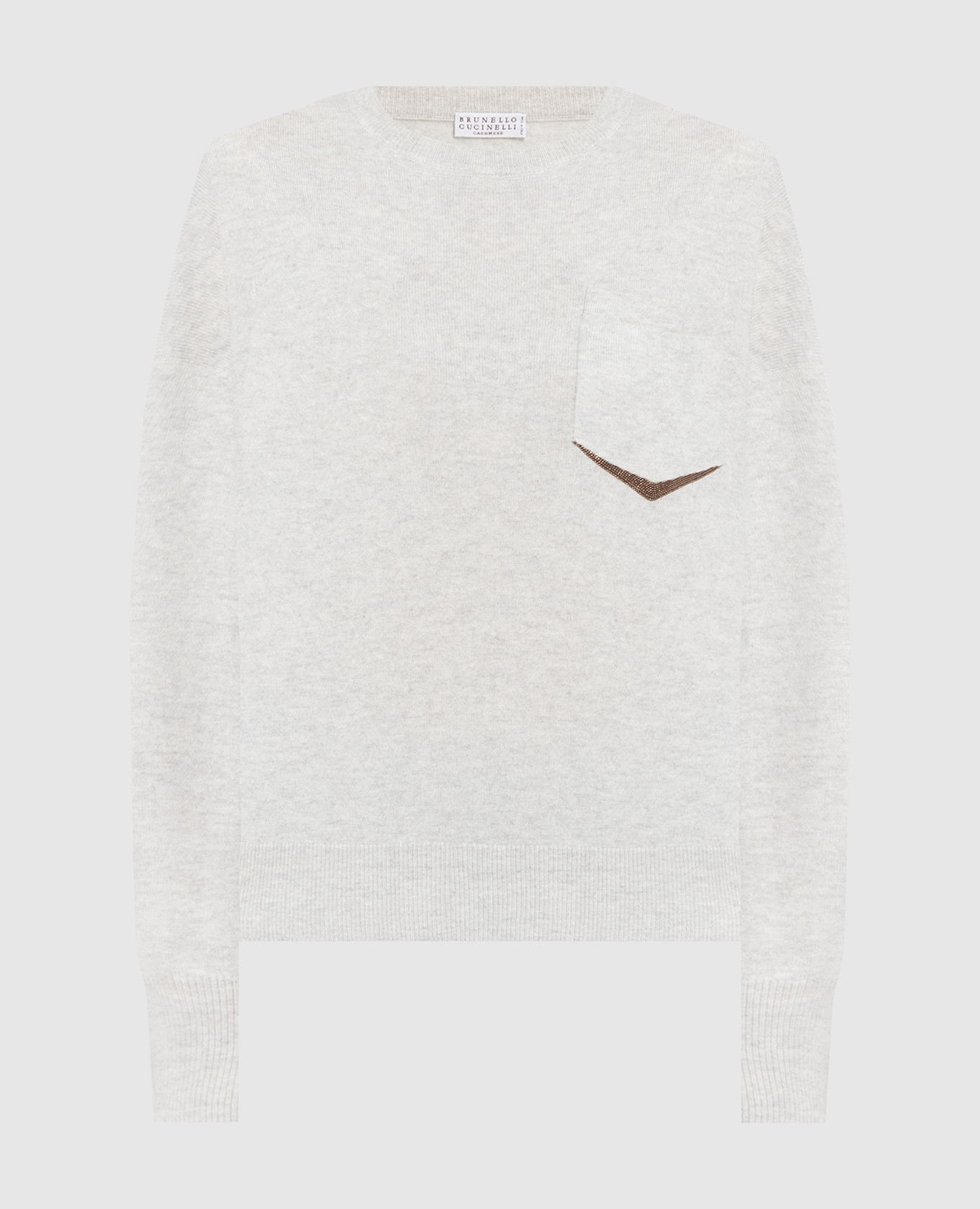 

Gray cashmere jumper with monil chain Brunello Cucinelli, Grey
