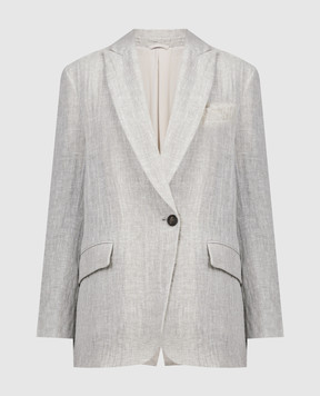 Brunello Cucinelli Gray linen jacket with monil chain MH5702519