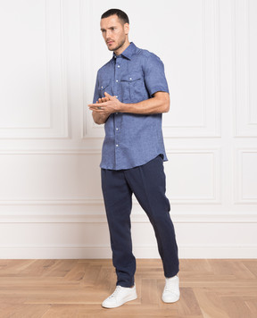 Brunello Cucinelli Blue linen shirt MM6110666