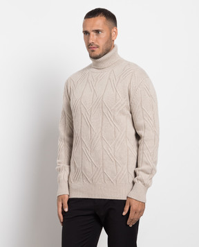 Cashmere&Whiskey Beige sweater made of cashmere in a textured pattern MU8821305341LO
