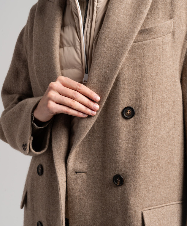 コート BRUNELLO CUCINELLI Women Coats MD5589738 BROWN Brunello Cucinelli - Brown double-breasted straight-cut
