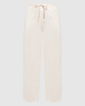 The Row Light beige silk and linen palazzos 6024W2166