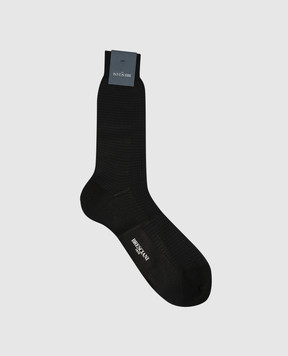 Bresciani Black socks in a houndstooth pattern MC034JQ0684BR
