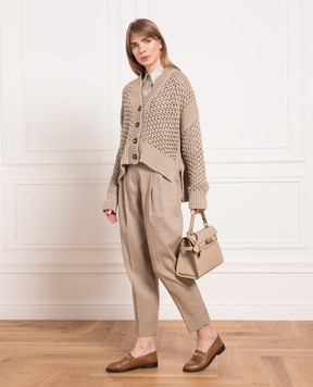 Brunello Cucinelli Brown pants with monil chain MF591P8254