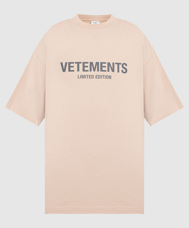 Vetements - Beige t-shirt with logo print UE63TR680X - shop with