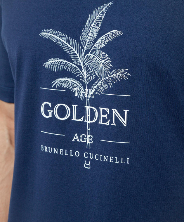 Brunello Cucinelli - Blue t-shirt with logo print M0B138482