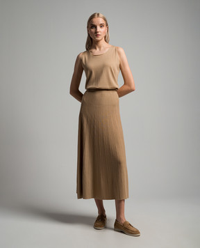 Babe Pay Pls Beige wool pleated top and skirt suit MD9792318465R
