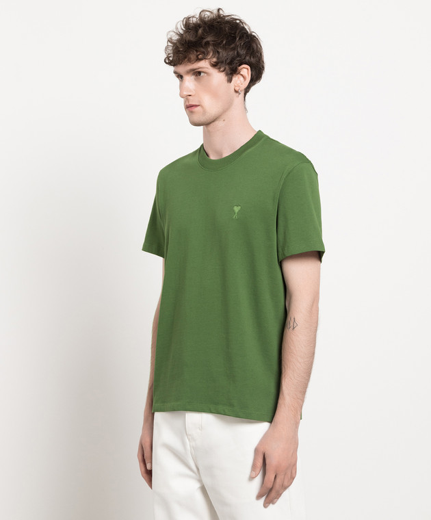 Tシャツ・カットソー AMI Men T Shirts E25UTS027726 Green Ami Paris - Green t-shirt with logo UTS022726 - shop with