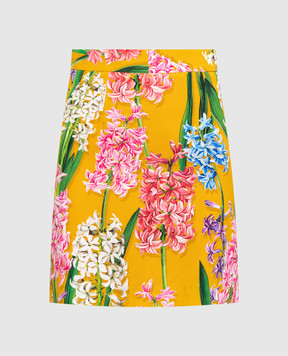 Dolce&Gabbana Yellow skirt in Hyacinth print F4AG8TFPRUK