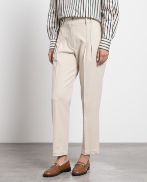 Brunello Cucinelli Beige pants with monil chain MP126P8423