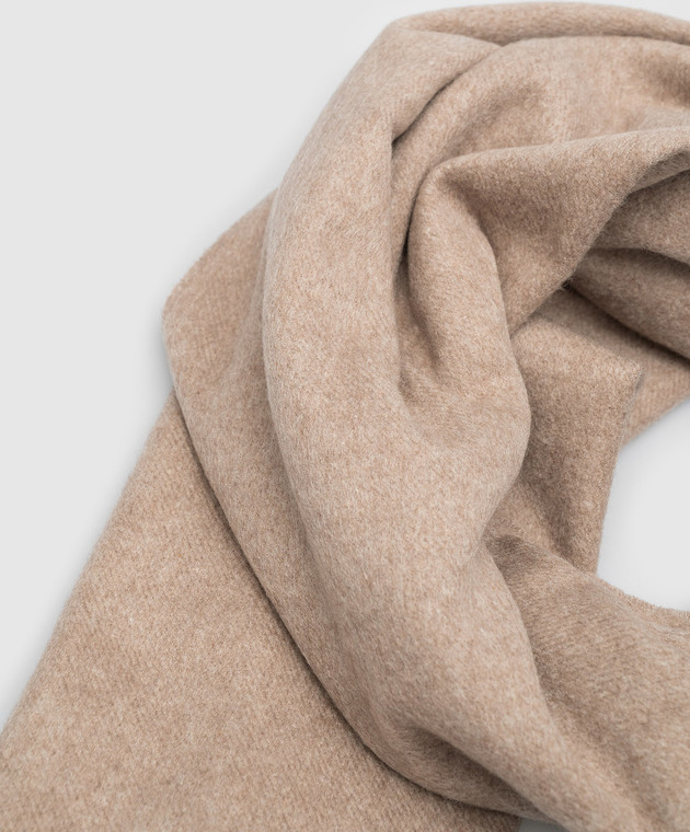 Brunello Cucinelli - Beige stole made of silk with a monil chain