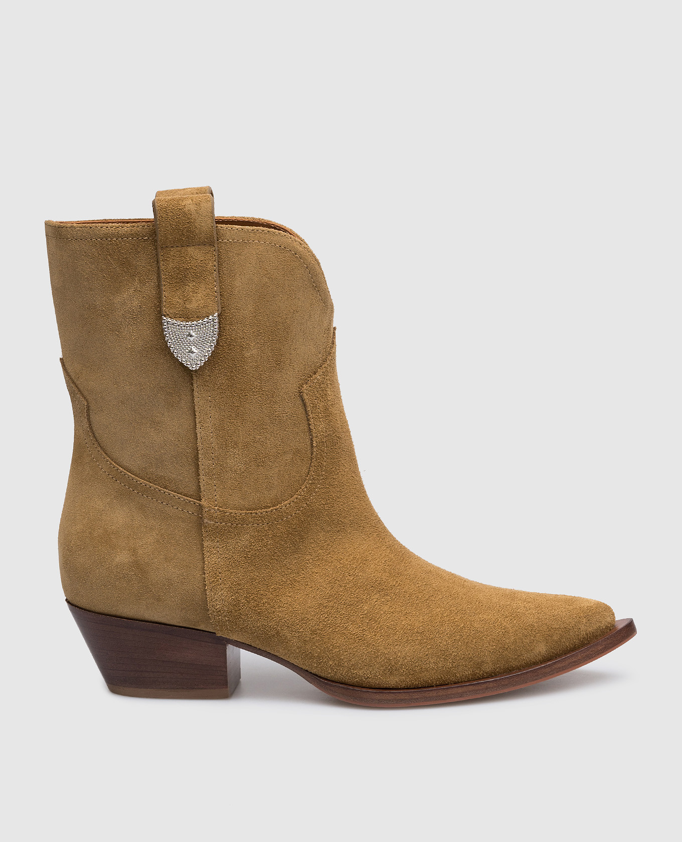 

Paris brown suede boots with metal details Babe Pay Pls, Коричневый