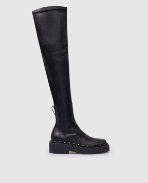 Valentino Rockstud black leather boots 3W0S0HU1GZQ