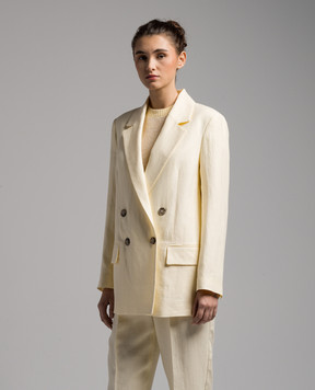 Peserico Yellow double-breasted linen jacket S0139702606