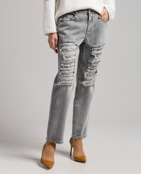Ermanno Scervino Gray cropped jeans with slits D437P701CTGFV