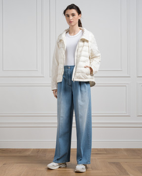 Peserico White combo jacket with monil chain S240002200C