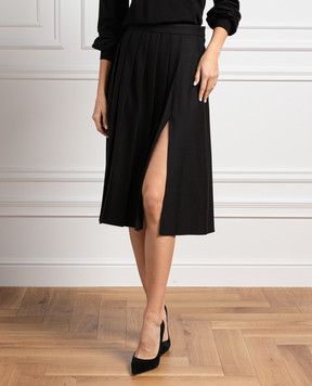 Ballantyne Black pleated wool skirt BLG144UWUNI