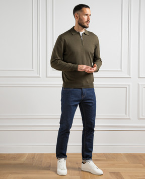 Cashmere&Whiskey Khaki wool polo shirt 94394Z