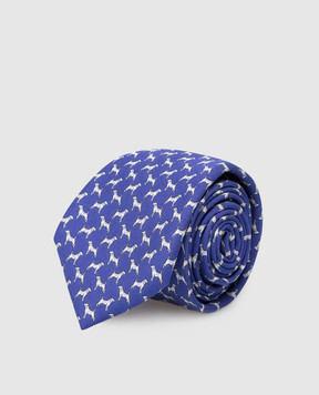 Stefano Ricci Children's blue silk set of patterned tie and shawl YDHNG300