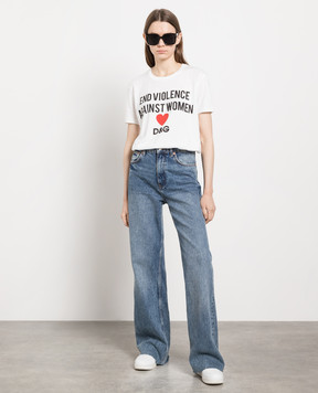 Dolce&Gabbana White t-shirt with contrasting print F8K74TFH732